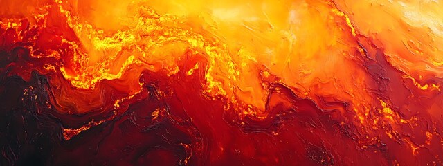 Fiery Lava Flow Texture with Vibrant Red and Orange Hues on White Background