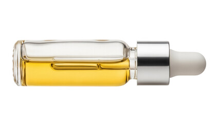 Golden serum in glass bottle with dropper isolated PNG, beauty treatment for skincare and...