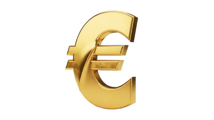 Golden euro symbol PNG isolated on transparent background, currency sign for finance, economy, and European market