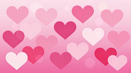 Pink and white hearts on a gradient pink background