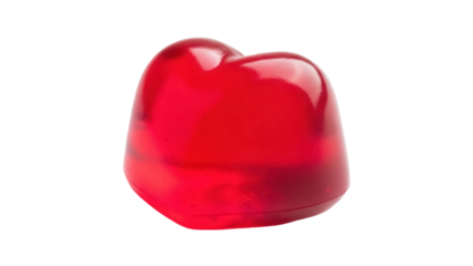 Red heart shaped jelly candy isolated PNG, sweet dessert for Valentine s Day and romantic occasions on transparent background