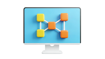 3D Network Diagram on Computer Screen