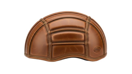 Retro brown leather rugby ball PNG isolated on transparent background, vintage sports equipment for design projects and sports-themed compositions