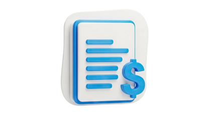 3D Icon of a Bill with Dollar Sign