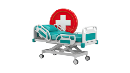 Hospital Bed with Medical Cross Symbol