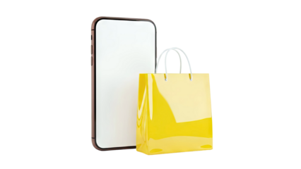 Smartphone with Yellow Shopping Bag