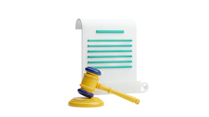 3D Render of a Gavel and Legal Document