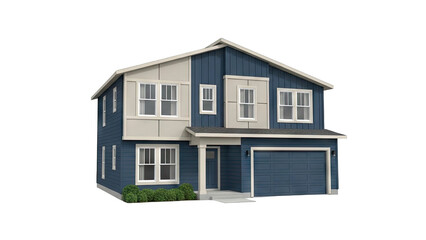 Modern Blue and Beige Two-Story House with Garage