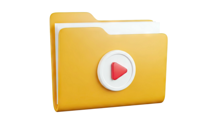 3D Yellow Folder with Play Button Icon