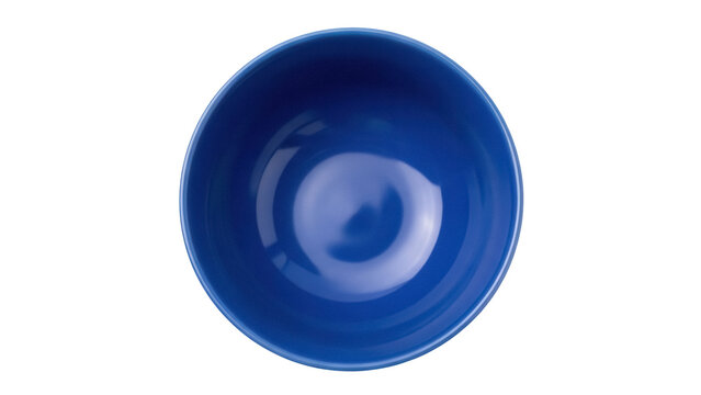 Deep blue ceramic bowl isolated PNG on transparent background, empty dish for food presentation and kitchenware design