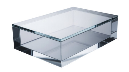 Modern clear glass coffee table isolated PNG on transparent background, contemporary furniture for...