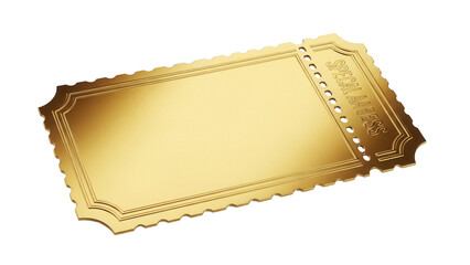 Golden special access ticket isolated PNG on transparent background, vintage pass for exclusive...