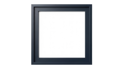 Dark blue square frame PNG isolated on transparent background, modern border for picture or certificate, simple design element
