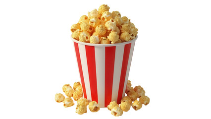 Delicious caramel popcorn in a striped bucket isolated PNG, sweet snack for movie night on transparent background © PROSTOCK