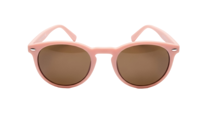 Stylish pink sunglasses isolated PNG, trendy eyewear with brown lenses for sun protection and fashion accessory on transparent background