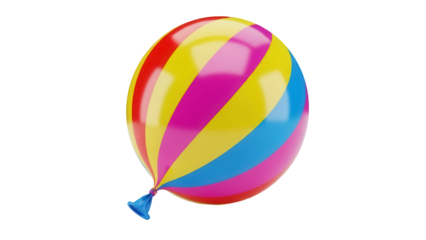 Colorful striped balloon PNG isolated on transparent background, party decoration for birthday and celebration events