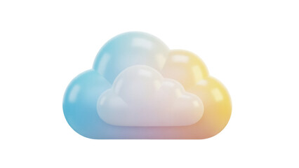 Colorful cloud shape PNG isolated on transparent background, weather forecast element for graphic design and digital art