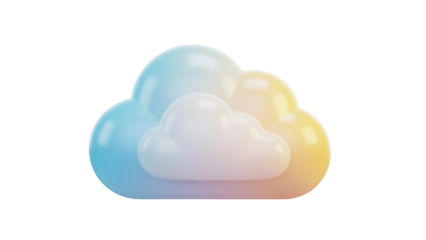 Colorful cloud shape PNG isolated on transparent background, weather forecast element for graphic design and digital art