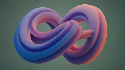 A complex abstract shape resembling an infinity symbol with a colorful gradient