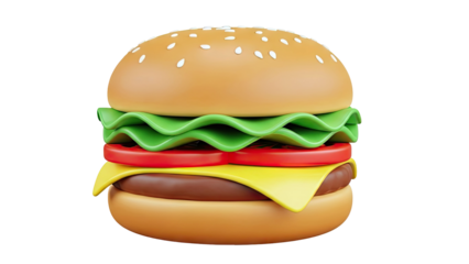3D Render of a Cartoon Hamburger