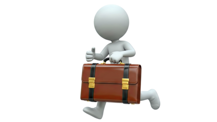 3D Man Running with Briefcase and Thumbs Up