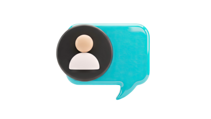 3D User Icon inside Speech Bubble