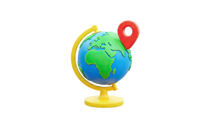 3D Globe with Red Location Pin