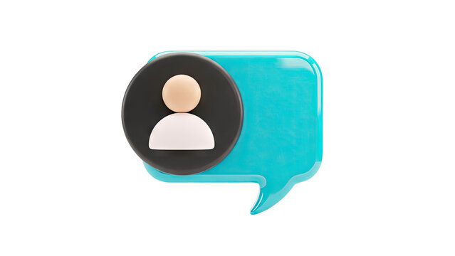 3D User Icon inside Speech Bubble - Powered by Adobe