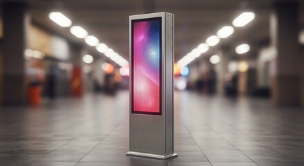 Modern Digital Billboard in Busy Subway Station Interior
