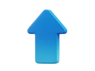 Blue up arrow icon isolated on transparent background