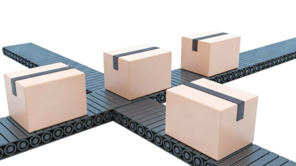 Cardboard Boxes on a Conveyor Belt System