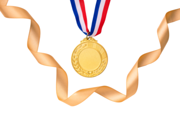 金メダルと金色のリボン