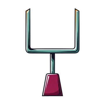 American football goalpost PNG illustration, sports field goal icon with metallic finish, digital clip art isolated on light background.