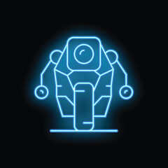 Obraz premium Glowing neon line robot showing artificial intelligence concept icon isolated on black background. Vector illustration