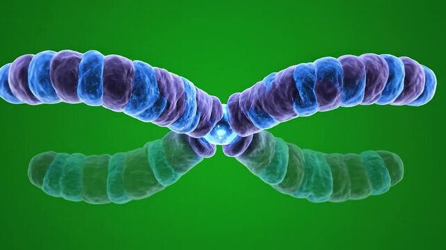 Chromosomes crossing over during cell division process.