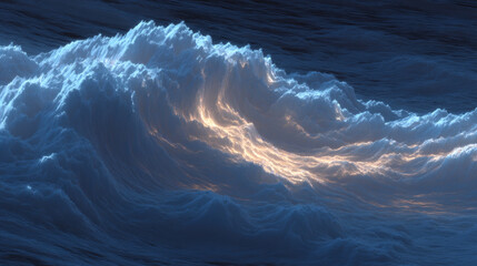 Surreal wave cloud abstract ocean glowing light digital art fantasy seascape soft texture moody sky dreamy landscape atmospheric scene blue water surreal wave cloud abstract ocean glowing light