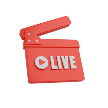 3D Render Live Streaming Clapperboard Icon