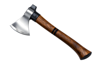 Modern Tomahawk with Polished Steel Blade and Wooden Handle