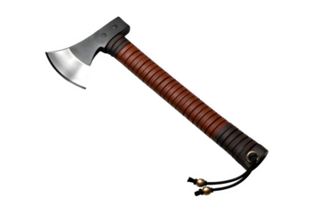 Diagonal Tomahawk with Leather-Wrapped Handle