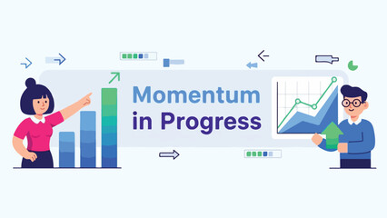 Business Growth Momentum in Progress Illustration with People and Charts