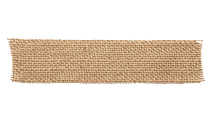 Blank hessian tape strip mockup coarse burlap texture horizontal layout loose weave isolated on white background 