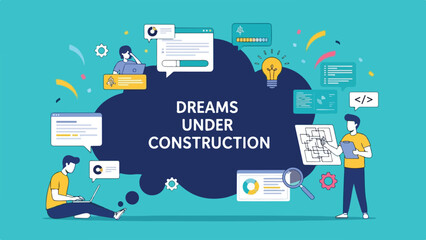 Dreams Under Construction Creative Business Concept Illustration