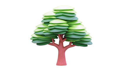 Stylized 3D Tree with Layered Green Leaves