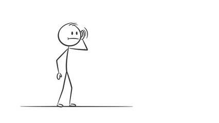 Caring Adult Stick Figure Guiding Child Stick Figure with a Gentle Hand on Shoulder, Isolated Black Background