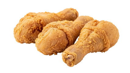 Crispy fried chicken drumsticks isolated PNG, delicious golden brown poultry on transparent background for fast food menus and takeout
