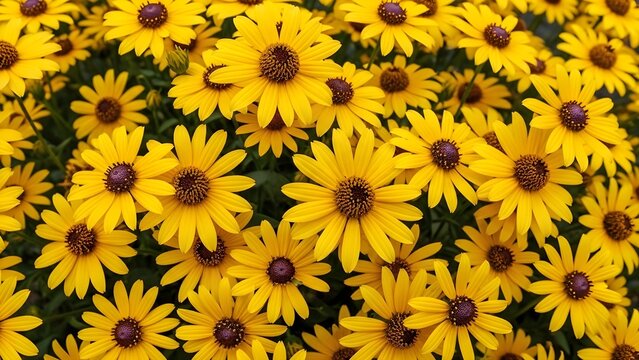 Vibrant yellow black eyed susans in full bloom