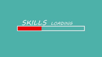 Skills development loading bar concept for career growth, learning progress and professional training performance visualization