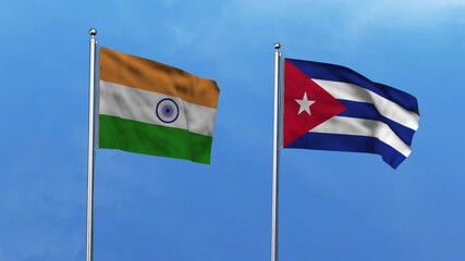 High detailed flag of India and Cuba. India and Cuba flag. 3D Illustration.