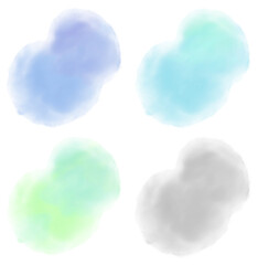 水彩風にじみイラストセット　クールトーン
