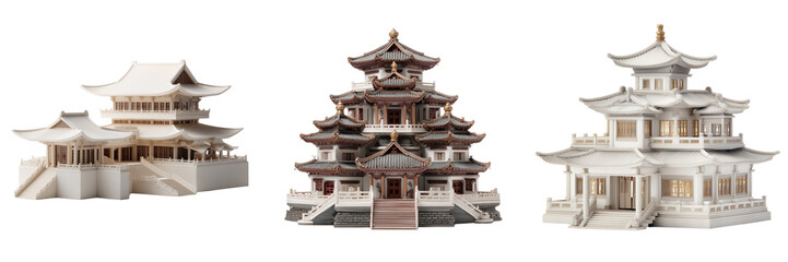 Fototapeta premium Set of A luxury villa with contemporary design on transparent png background. Ai generated